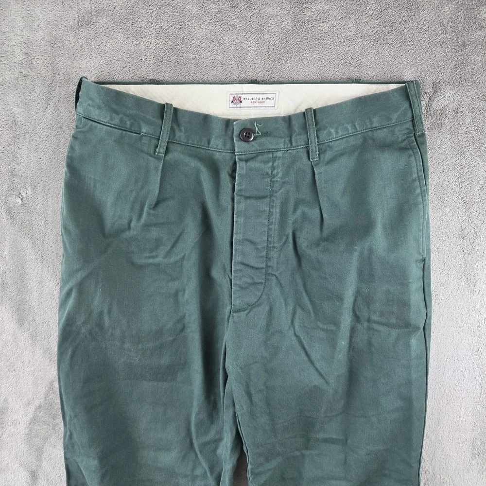 Wallace & Barnes Creased Work Pleated Pant Green Twill Fatigue Officer 32x30